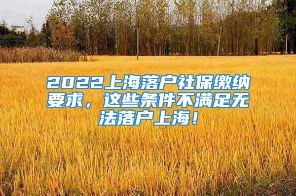 2022上海落戶社保繳納要求，這些條件不滿足無(wú)法落戶上海！