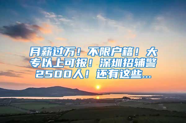 月薪過萬！不限戶籍！大專以上可報(bào)！深圳招輔警2500人！還有這些...