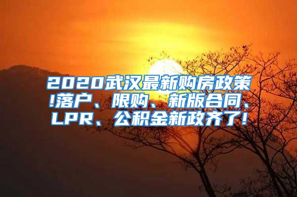 2020武漢最新購房政策!落戶、限購、新版合同、LPR、公積金新政齊了!