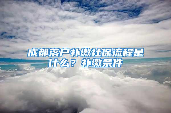 成都落戶補繳社保流程是什么？補繳條件