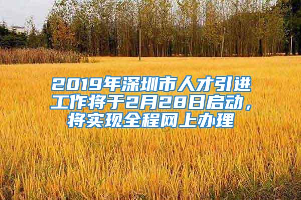 2019年深圳市人才引進(jìn)工作將于2月28日啟動，將實(shí)現(xiàn)全程網(wǎng)上辦理