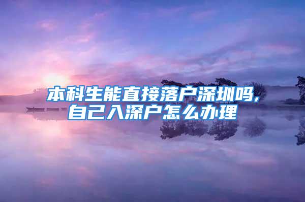 本科生能直接落戶深圳嗎,自己入深戶怎么辦理