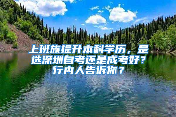 上班族提升本科學歷，是選深圳自考還是成考好？行內(nèi)人告訴你？