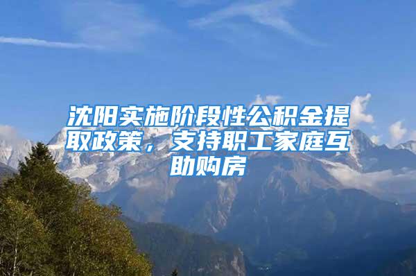 沈陽實施階段性公積金提取政策，支持職工家庭互助購房