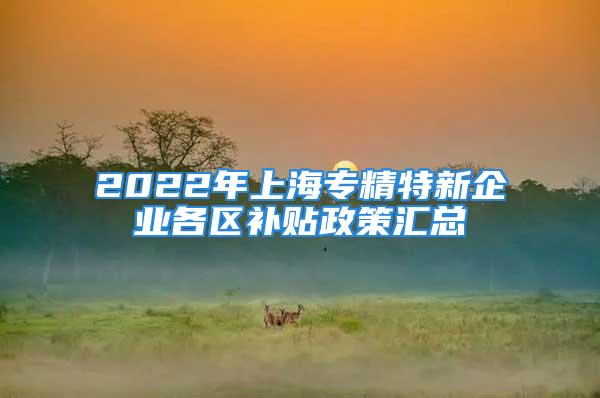 2022年上海專精特新企業(yè)各區(qū)補(bǔ)貼政策匯總