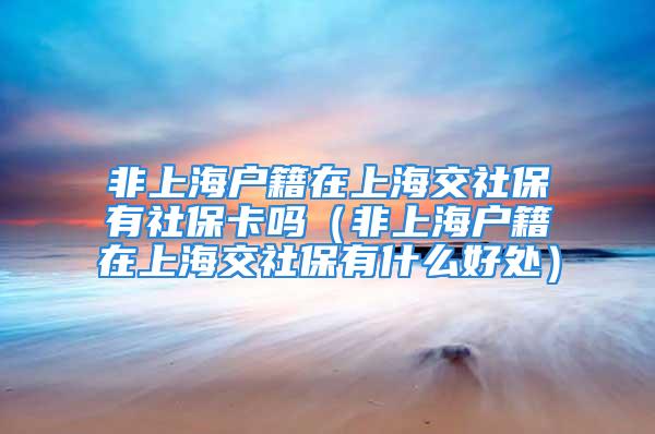 非上海戶籍在上海交社保有社?？▎幔ǚ巧虾艏谏虾＝簧绫Ｓ惺裁春锰帲?/></p>
									　　<p>現(xiàn)如今、隨著社會的發(fā)展及人員就業(yè)的不斷流動，辦理社保與退休養(yǎng)老問題引起了大家的廣泛關注。</p>
　　<p style=