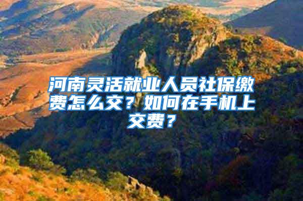 河南靈活就業(yè)人員社保繳費(fèi)怎么交？如何在手機(jī)上交費(fèi)？