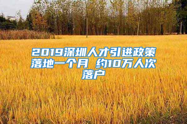 2019深圳人才引進(jìn)政策落地一個月 約10萬人次落戶