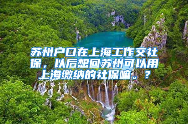 蘇州戶口在上海工作交社保，以后想回蘇州可以用上海繳納的社保嘛。？