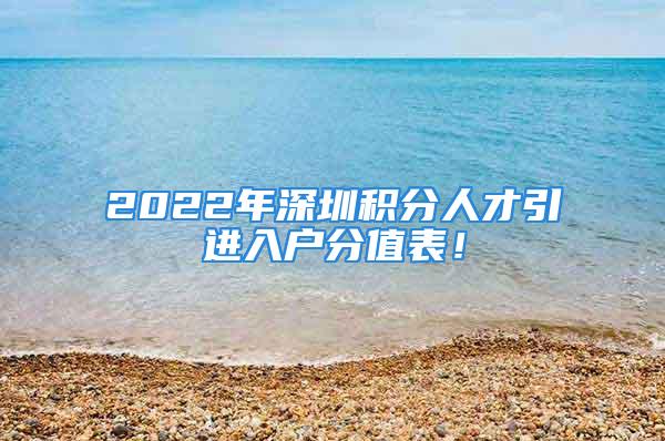 2022年深圳積分人才引進(jìn)入戶分值表！