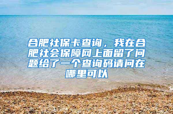 合肥社?？ú樵儯以诤戏噬鐣Ｕ暇W(wǎng)上面留了問題給了一個查詢碼請問在哪里可以