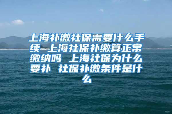 上海補(bǔ)繳社保需要什么手續(xù) 上海社保補(bǔ)繳算正常繳納嗎 上海社保為什么要補(bǔ) 社保補(bǔ)繳條件是什么