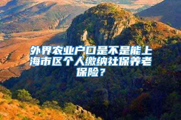 外界農(nóng)業(yè)戶口是不是能上海市區(qū)個(gè)人繳納社保養(yǎng)老保險(xiǎn)？