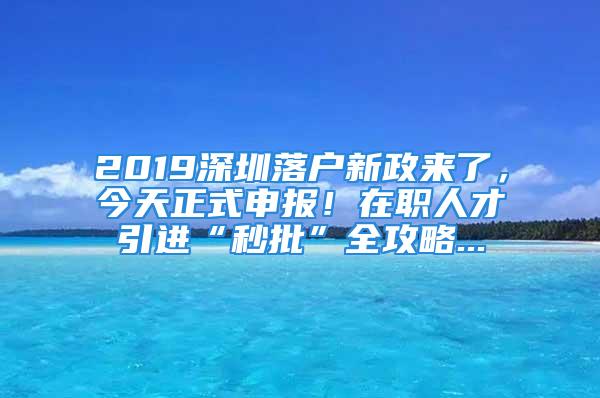 2019深圳落戶新政來了，今天正式申報(bào)！在職人才引進(jìn)“秒批”全攻略...