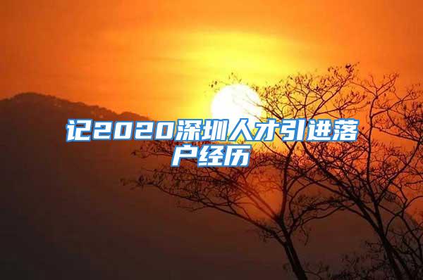 記2020深圳人才引進落戶經(jīng)歷