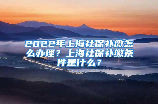 2022年上海社保補繳怎么辦理？上海社保補繳條件是什么？