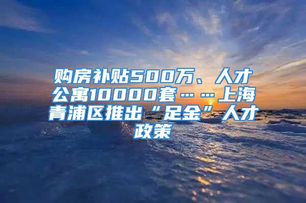 購(gòu)房補(bǔ)貼500萬(wàn)、人才公寓10000套……上海青浦區(qū)推出“足金”人才政策