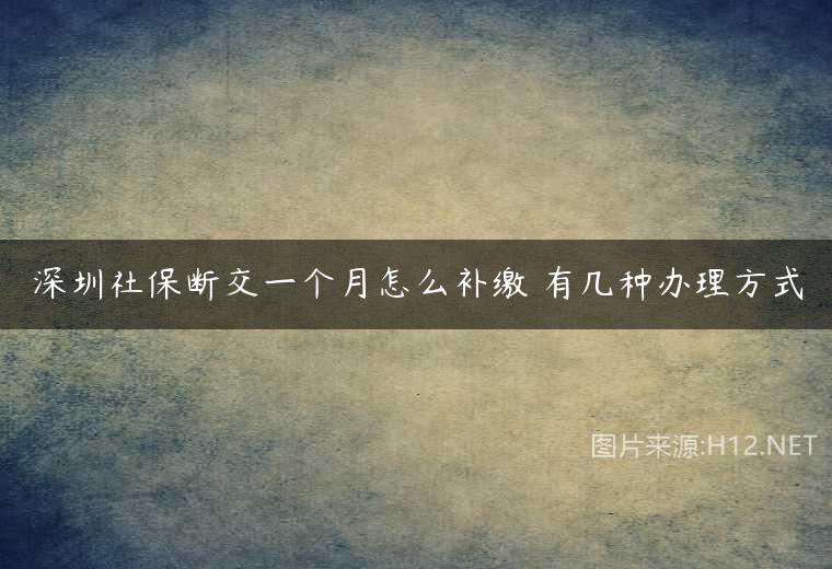 深圳社保斷交一個(gè)月怎么補(bǔ)繳 有幾種辦理方式