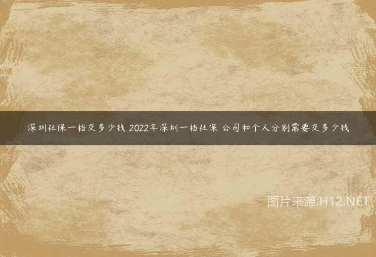 深圳社保一檔交多少錢 2022年深圳一檔社保 公司和個人分別需要交多少錢