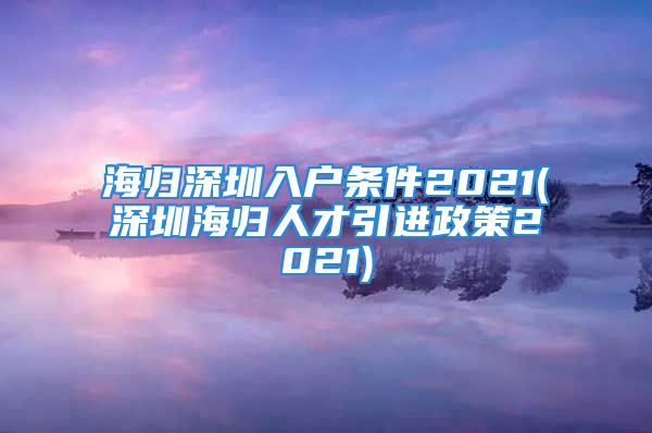 海歸深圳入戶條件2021(深圳海歸人才引進政策2021)