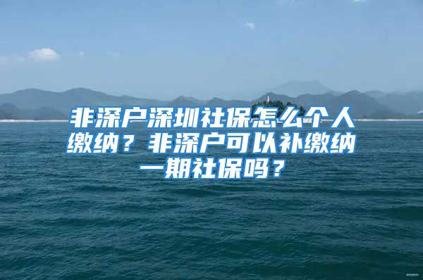 非深戶深圳社保怎么個(gè)人繳納？非深戶可以補(bǔ)繳納一期社保嗎？