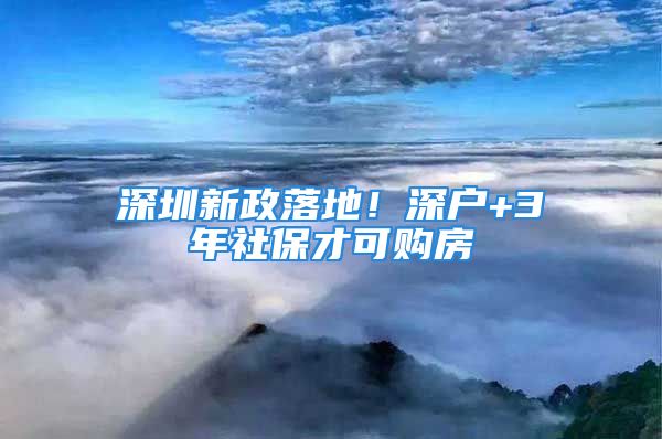 深圳新政落地！深戶+3年社保才可購房