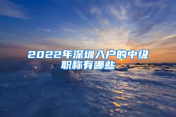 2022年深圳入戶的中級職稱有哪些