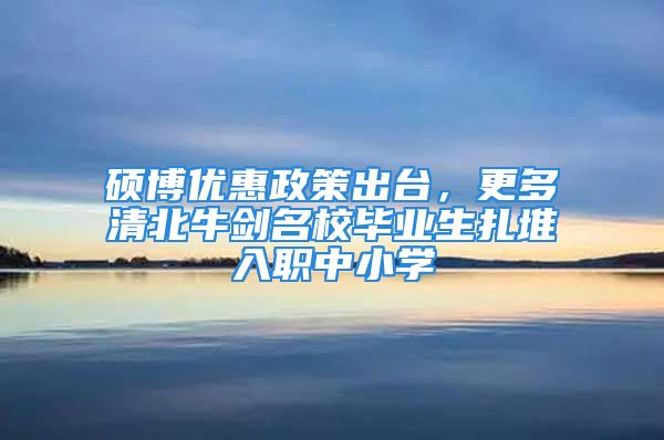 碩博優(yōu)惠政策出臺，更多清北牛劍名校畢業(yè)生扎堆入職中小學(xué)