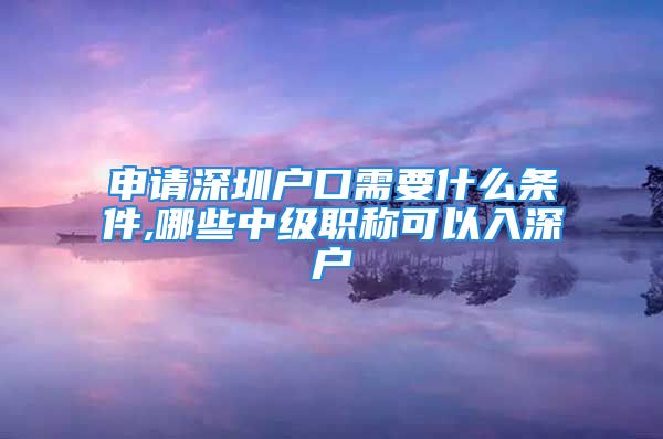 申請深圳戶口需要什么條件,哪些中級職稱可以入深戶