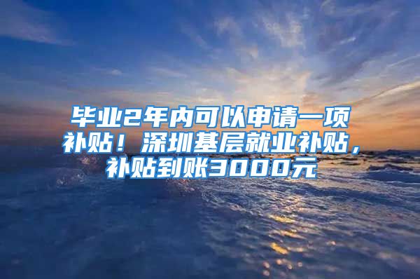 畢業(yè)2年內(nèi)可以申請(qǐng)一項(xiàng)補(bǔ)貼！深圳基層就業(yè)補(bǔ)貼，補(bǔ)貼到賬3000元