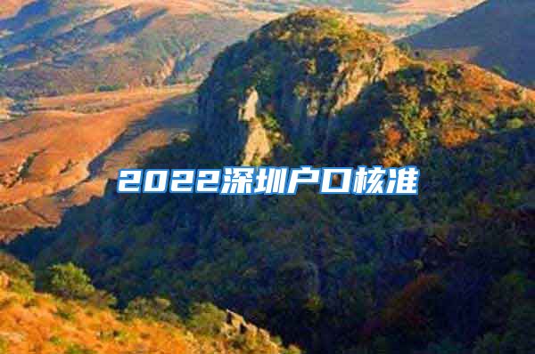 2022深圳戶口核準(zhǔn)