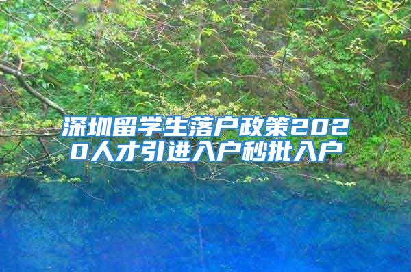 深圳留學(xué)生落戶政策2020人才引進入戶秒批入戶