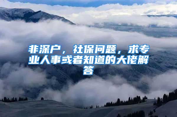 非深戶，社保問題，求專業(yè)人事或者知道的大佬解答