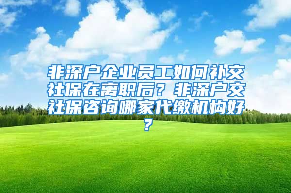 非深戶企業(yè)員工如何補(bǔ)交社保在離職后？非深戶交社保咨詢哪家代繳機(jī)構(gòu)好？