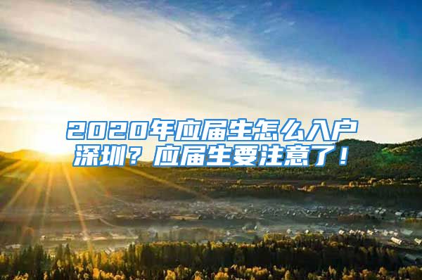 2020年應(yīng)屆生怎么入戶深圳？應(yīng)屆生要注意了！