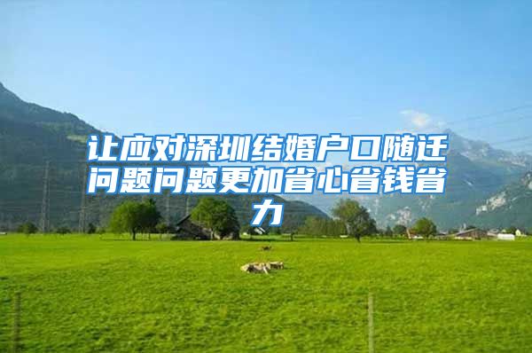 讓應(yīng)對深圳結(jié)婚戶口隨遷問題問題更加省心省錢省力