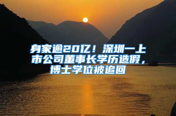 身家逾20億！深圳一上市公司董事長學(xué)歷造假，博士學(xué)位被追回