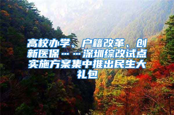 高校辦學(xué)、戶籍改革、創(chuàng)新醫(yī)?！钲诰C改試點(diǎn)實(shí)施方案集中推出民生大禮包