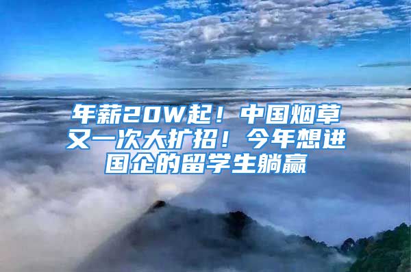 年薪20W起！中國煙草又一次大擴(kuò)招！今年想進(jìn)國企的留學(xué)生躺贏