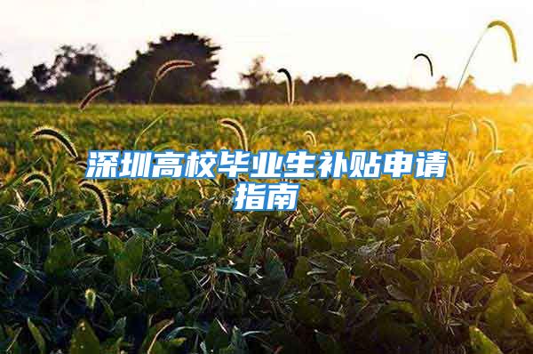 深圳高校畢業(yè)生補貼申請指南