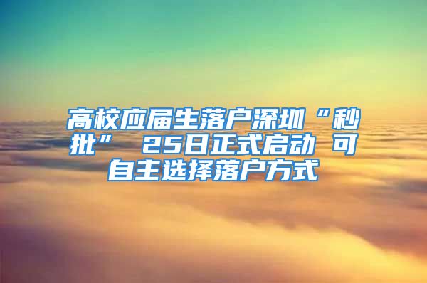 高校應(yīng)屆生落戶深圳“秒批” 25日正式啟動(dòng) 可自主選擇落戶方式