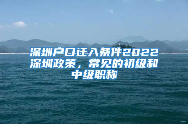 深圳戶(hù)口遷入條件2022深圳政策，常見(jiàn)的初級(jí)和中級(jí)職稱(chēng)