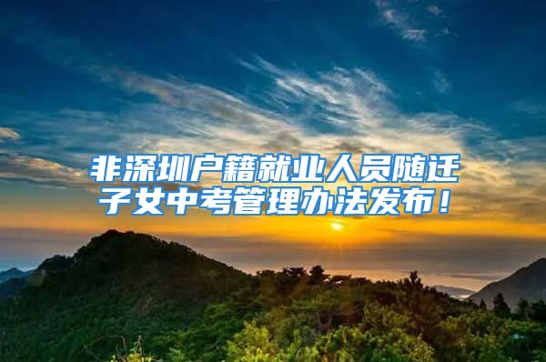 非深圳戶籍就業(yè)人員隨遷子女中考管理辦法發(fā)布！