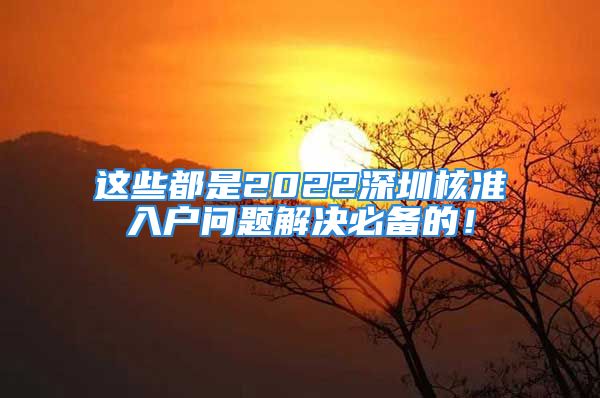 這些都是2022深圳核準(zhǔn)入戶問題解決必備的！