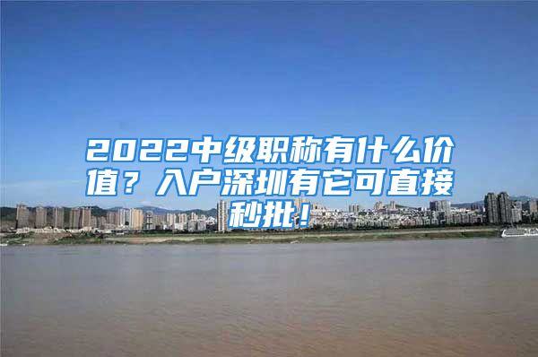 2022中級(jí)職稱(chēng)有什么價(jià)值？入戶(hù)深圳有它可直接秒批！