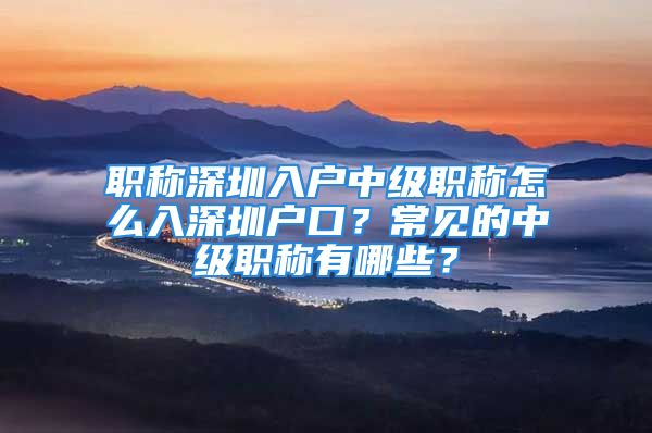 職稱深圳入戶中級職稱怎么入深圳戶口？常見的中級職稱有哪些？