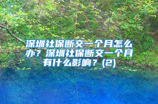 深圳社保斷交一個月怎么辦？深圳社保斷交一個月有什么影響？(2)