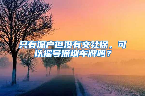 只有深戶但沒(méi)有交社保，可以搖號(hào)深圳車牌嗎？