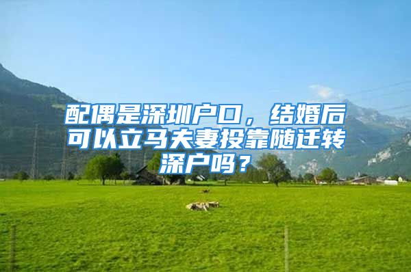 配偶是深圳戶口，結(jié)婚后可以立馬夫妻投靠隨遷轉(zhuǎn)深戶嗎？