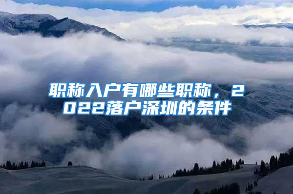 職稱入戶有哪些職稱，2022落戶深圳的條件